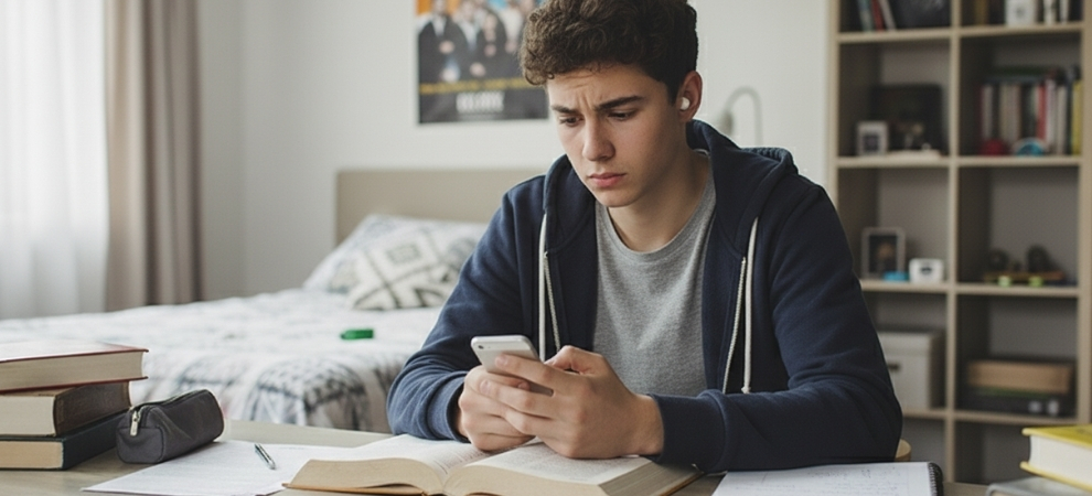 Jovem usando celular